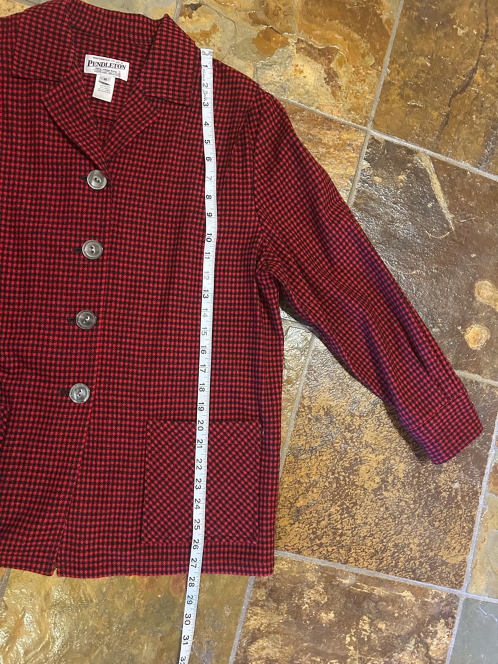 Pendleton Wool Houndstooth Jacket Red Black Button Front Women’s Size M - Picture 9 of 10